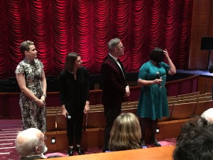 L-R: Director Alison Moritz, conductor Lidiya Yankovskaya, librettist Jerry Dye, composer Kamala Sankaram.